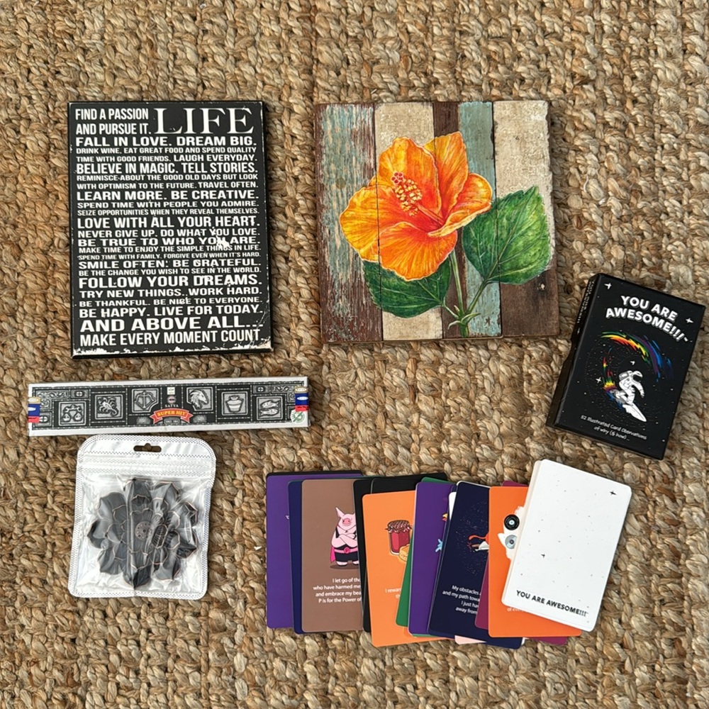 ORACLE CARDS WOOD INSPIRATIONAL ART SATYA  INCENSE MUDALA INCENSE HOLDER BUNDLE